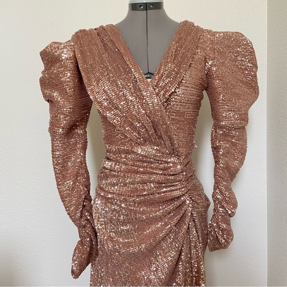 Lena Dresses Lena Berisha Dress Gold Rose Gold Sequin Long Sleeve